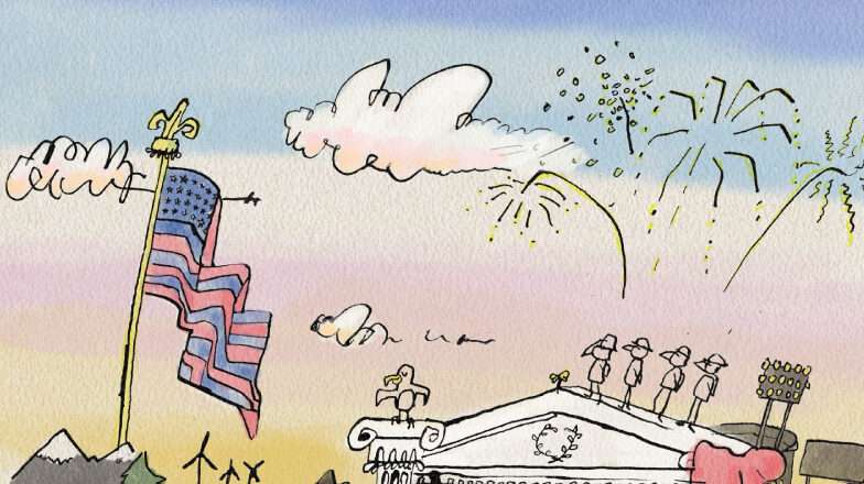 An illustration of patriotic images
